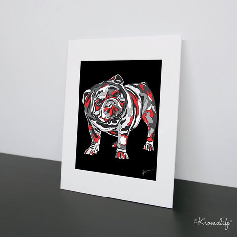 Bulldog Matted Art Print  | USA Made Giclée Print | English Bulldog Wall Art | Unique Gift for Bulldog Lovers