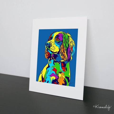 Springer Spaniel Matted Art Print  | USA Made Giclée Print | Springer Wall Art | Unique Gift for Spaniel Lovers