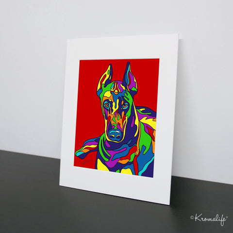 Doberman Pinscher Matted Art Print  | USA Made Giclée Print | Doberman Wall Art | Unique Gift for Dog Lovers