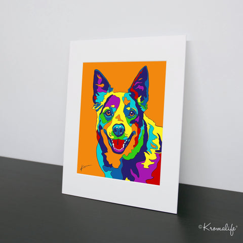 Cattle Dog Matted Art Print  | USA Made Giclée Print | Australian Cattle Dog Wall Art | Unique Gift for Dog Lovers