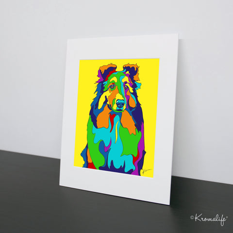 Sheltie Matted Art Print  | USA Made Giclée Print | Shetland Sheepdog Wall Art | Unique Gift for Sheltie Dog Lovers