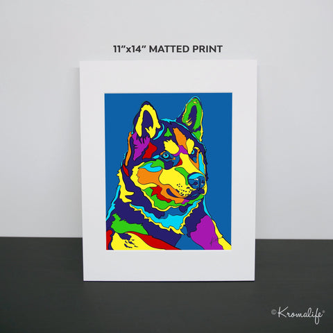 Husky Matted Art Print  | USA Made Giclée Print | Husky Wall Art | Unique Gift for Dog Lovers