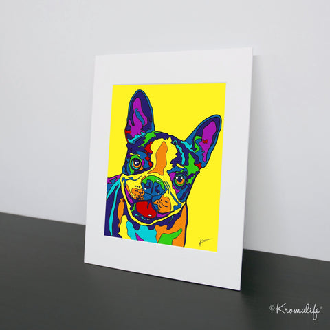 Boston Terrier Matted Art Print  | USA Made Giclée Print | Boston Terrier Wall Art | Unique Gift for Boston Lovers