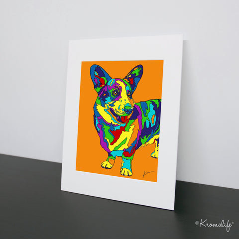 Corgi Matted Art Print  | USA Made Giclée Print | Corgi Wall Art | Unique Gift for Corgi Lovers