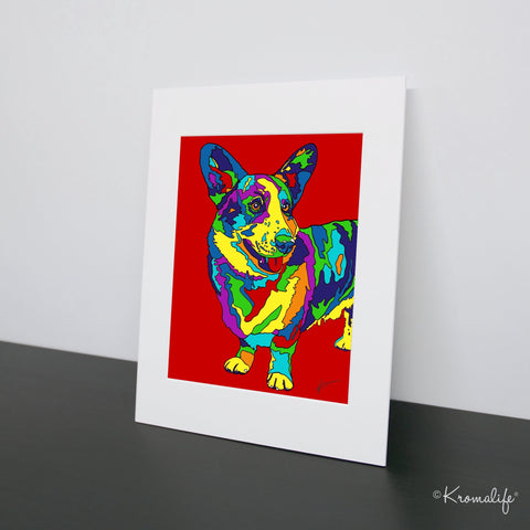 Corgi Matted Art Print  | USA Made Giclée Print | Corgi Wall Art | Unique Gift for Corgi Lovers