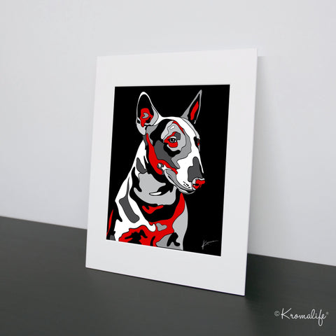 Bull Terrier Matted Art Print  | USA Made Giclée Print | Bully Terrier Dog Wall Art | Bull Terrier Gifts