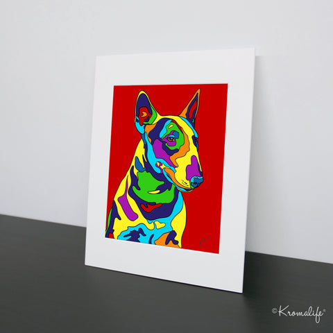 Bull Terrier Matted Art Print  | USA Made Giclée Print | Bully Terrier Dog Wall Art | Bull Terrier Gifts