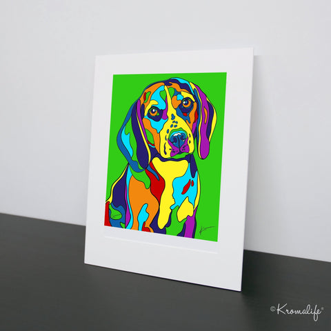 Beagle Matted Art Print  | USA Made Giclée Print | Beagle Dog Wall Art | Beagle Gifts