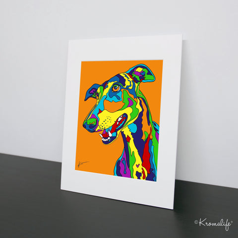 Greyhound Matted Art Print  | USA Made Giclée Print | Greyhound Dog Wall Art | Greyhound Gift