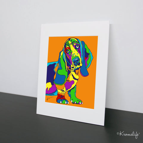 Basset Hound Matted Art Print  | USA Made Giclée Print | Basset Hound Dog Wall Art | Basset Hound Gifts