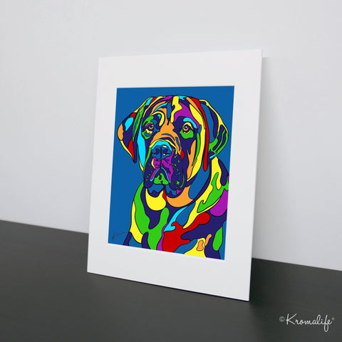 Mastiff Matted Art Print  | USA Made Giclée Print | Mastiff Dog Wall Art | Mastiff Gifts