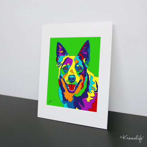 Cattle Dog Matted Art Print  | USA Made Giclée Print | Australian Cattle Dog Wall Art | Unique Gift for Dog Lovers