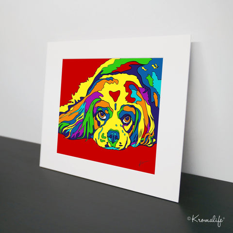 Cavalier King Charles Matted Art Print  | USA Made Giclée Print | Cavalier Wall Art | Unique Gift for Dog Lovers