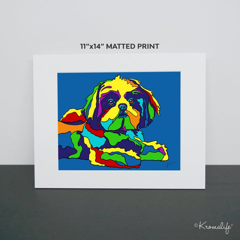 Shih Tzu Dog Matted Art Print  | USA Made Giclée Print | ShihTzu Wall Art | Unique Gift for Dog Lovers