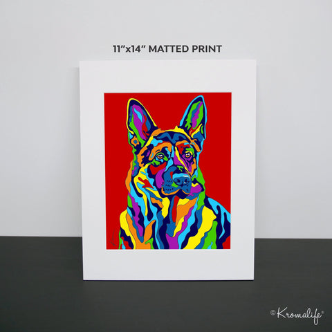 German Shepard Matted Art Print  | USA Made Giclée Print | Dog Breed Wall Art | Unique Gift for Dog Lovers
