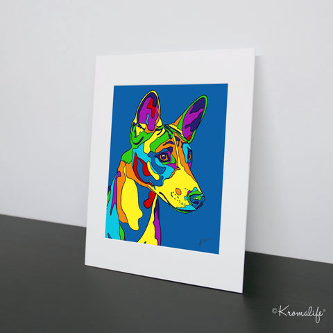 Basenji Matted Art Print  | USA Made Giclée Print | Basenji Dog Wall Art | Basenji Gifts