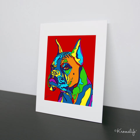 Boxer Matted Art Print  | USA Made Giclée Print | Boxer Wall Art | Unique Gift for Boxer Dog Lovers