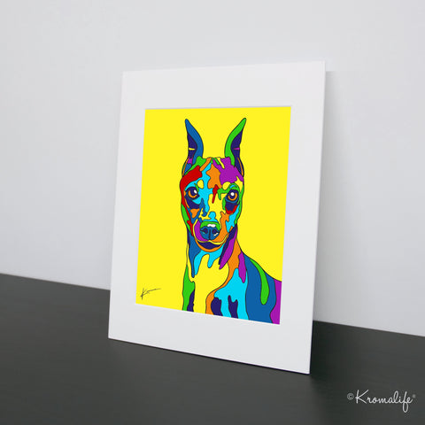 Min Pin Matted Art Print  | USA Made Giclée Print | Miniature Pinscher Wall Art | Min Pin Gift