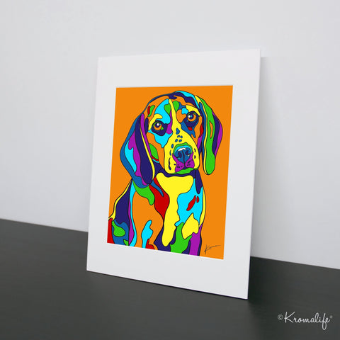Beagle Matted Art Print  | USA Made Giclée Print | Beagle Dog Wall Art | Beagle Gifts
