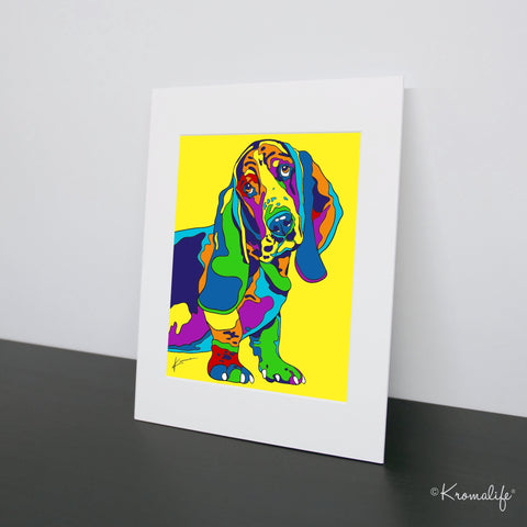 Basset Hound Matted Art Print  | USA Made Giclée Print | Basset Hound Dog Wall Art | Basset Hound Gifts