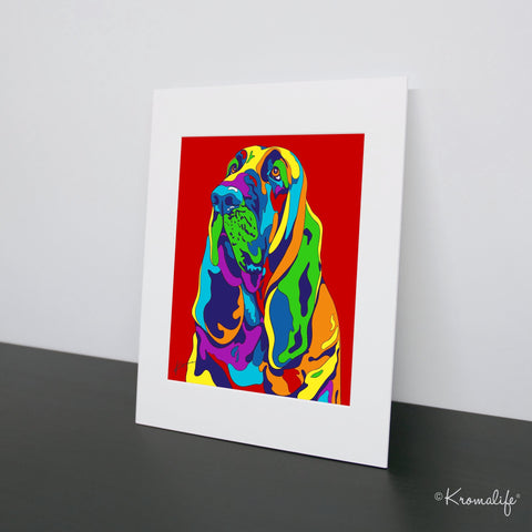 Bloodhound Matted Art Print  | USA Made Giclée Print | Blood hound Dog Wall Art | Bloodhound Gifts