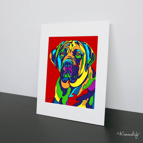 Mastiff Matted Art Print  | USA Made Giclée Print | Mastiff Dog Wall Art | Mastiff Gifts