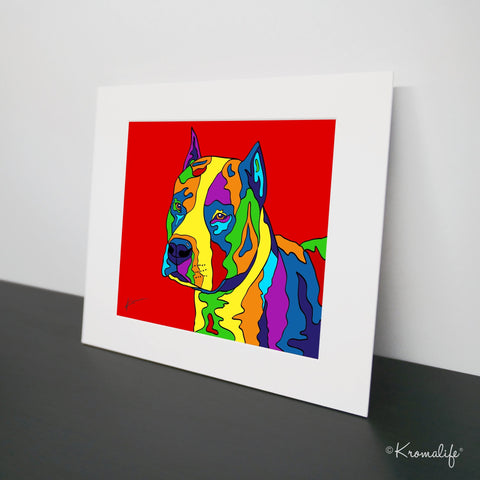 American Staffordshire Terrier Matted Art Print  | USA Made Giclée Print | AmStaff Dog Wall Art | AmStaff Gifts