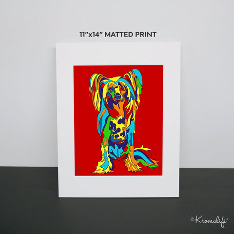 Chinese Crested Art Print  | USA Made Matted Giclée Print | Crested Dog Wall Art | Chinese Crested Gifts